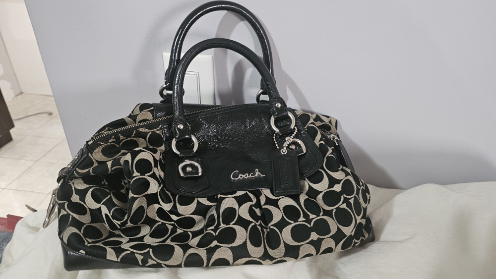 Coach Black/Beige Signature Satchel