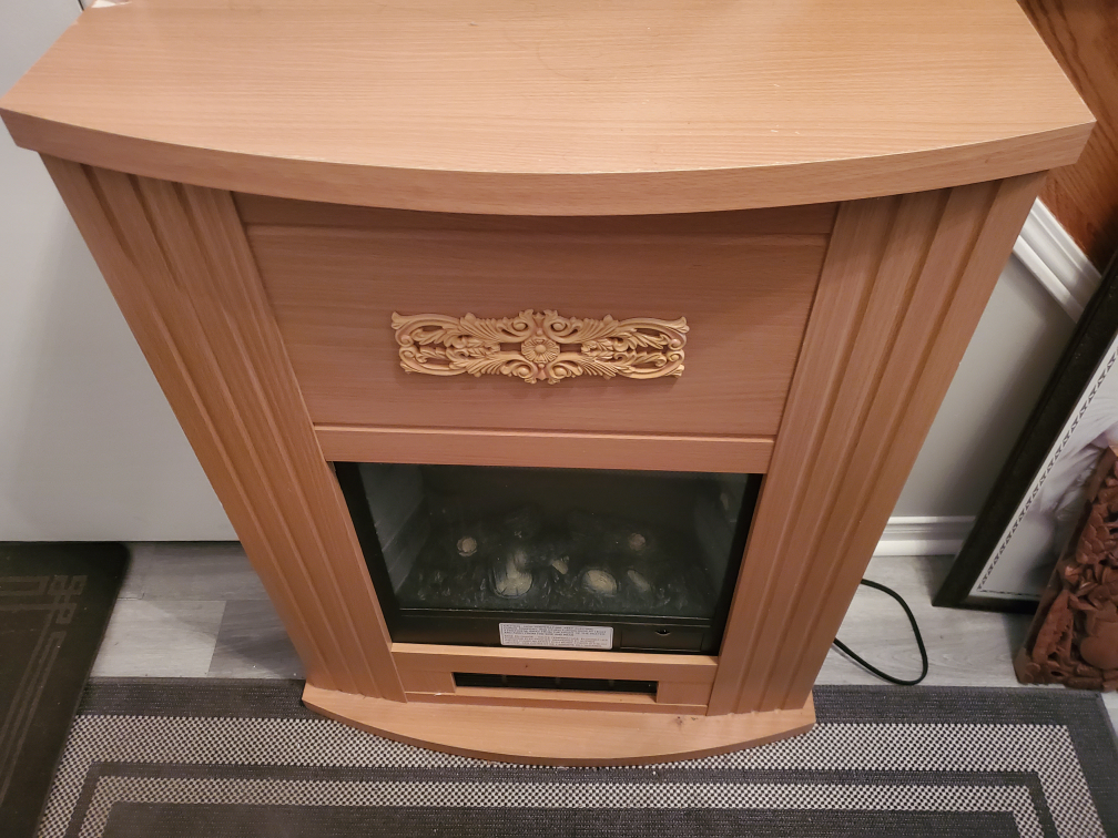 Electric Fireplace Heater - Oak Finish