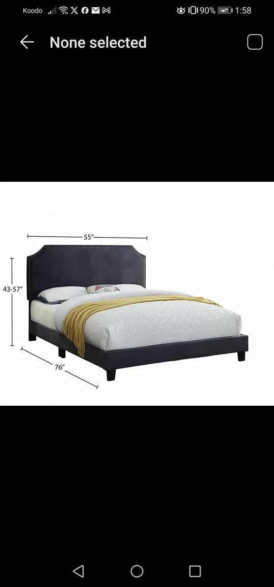 upholstered Queen Size Bed Frame - Grey