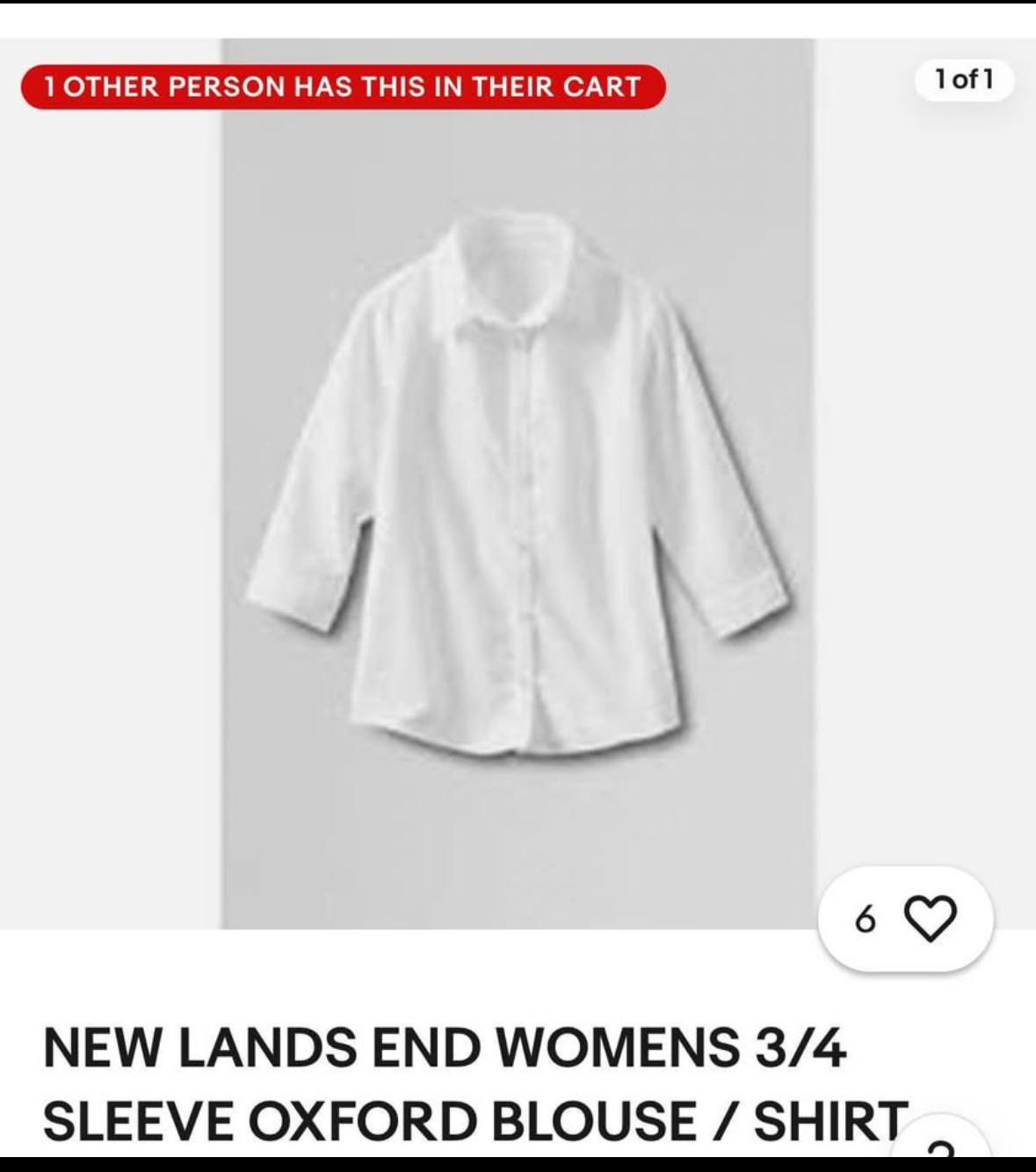 Brand New Lands' End Women's White Oxford Shirt - Size 14