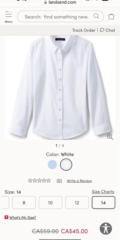 Brand New Lands' End Women's White Oxford Shirt - Size 14 - photo 2