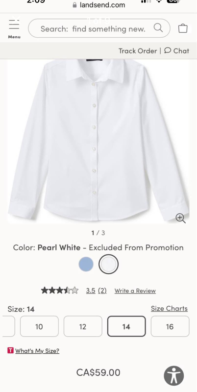 Brand New Lands' End Women's White Oxford Shirt - Size 14 - photo 4