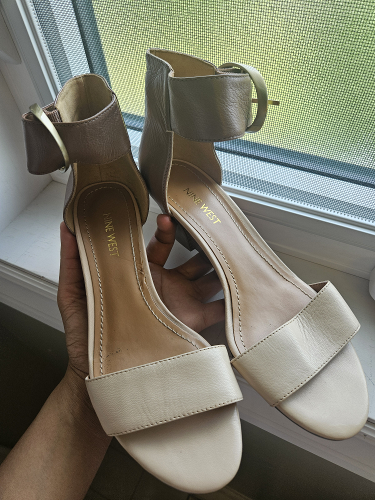 Nine West nude and brown leather wedge sandals - photo 2