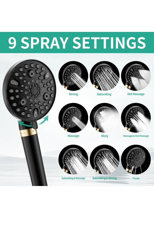 9-Spray Settings Shower Head - photo 3