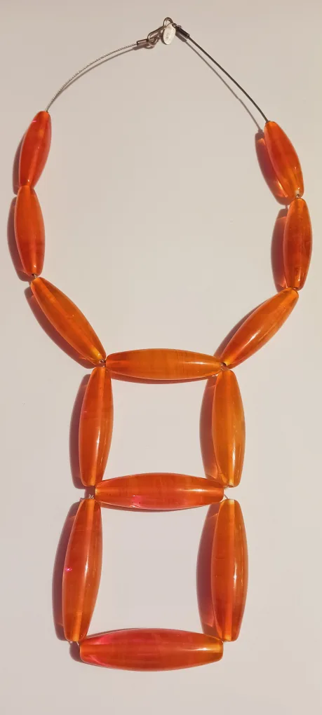 Murano Signed Handcrafted Orange Glass Beaded Necklace thumbnail