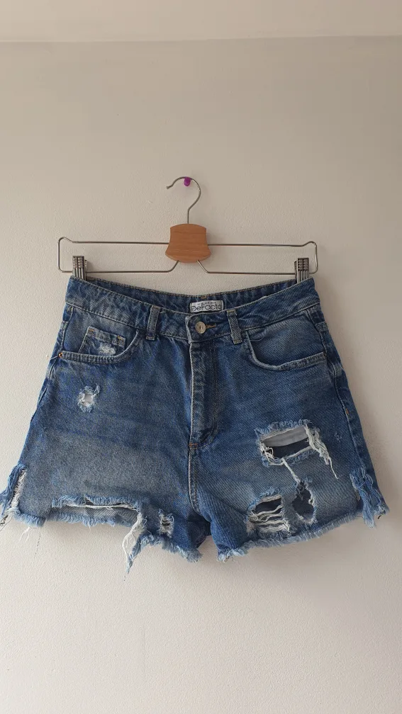 Bershka Distressed Denim Shorts image indicator(3)