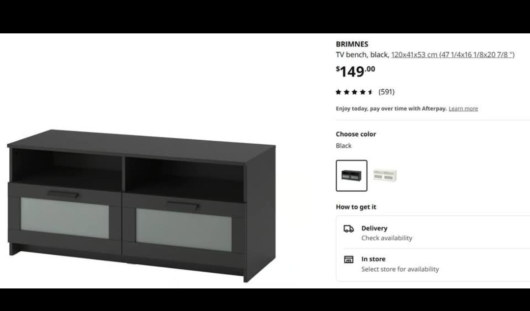 IKEA BRIMNES Black TV Bench (2 drawers) - Excellent Condition! - photo 5