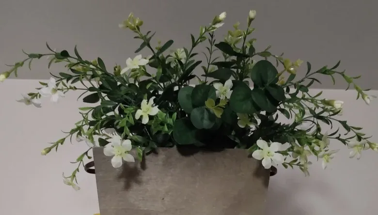Realistic Eucalyptus  Flower Arrangement in wooden handle box thumbnail