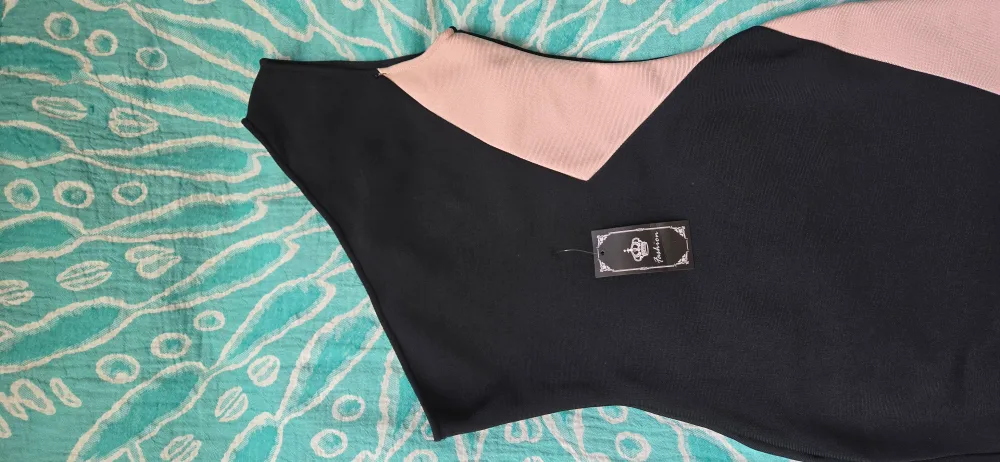 Black & Beige One-Shoulder Dress thumbnail