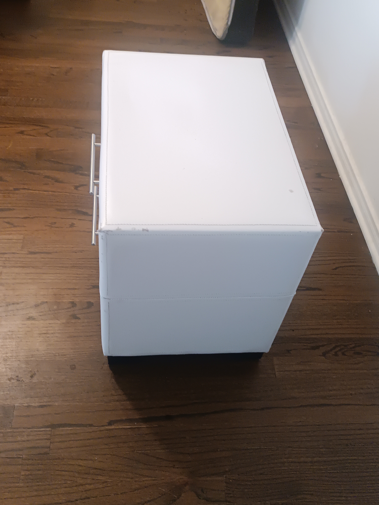 White Faux Leather 2-Drawer Nightstand - photo 4