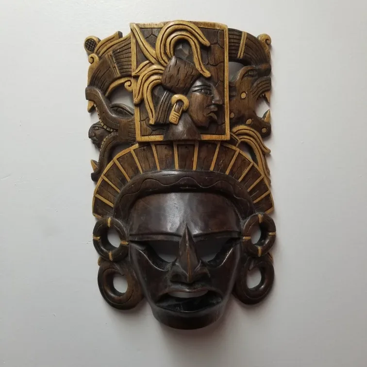 Wooden Mayan Mask Wall Decor thumbnail