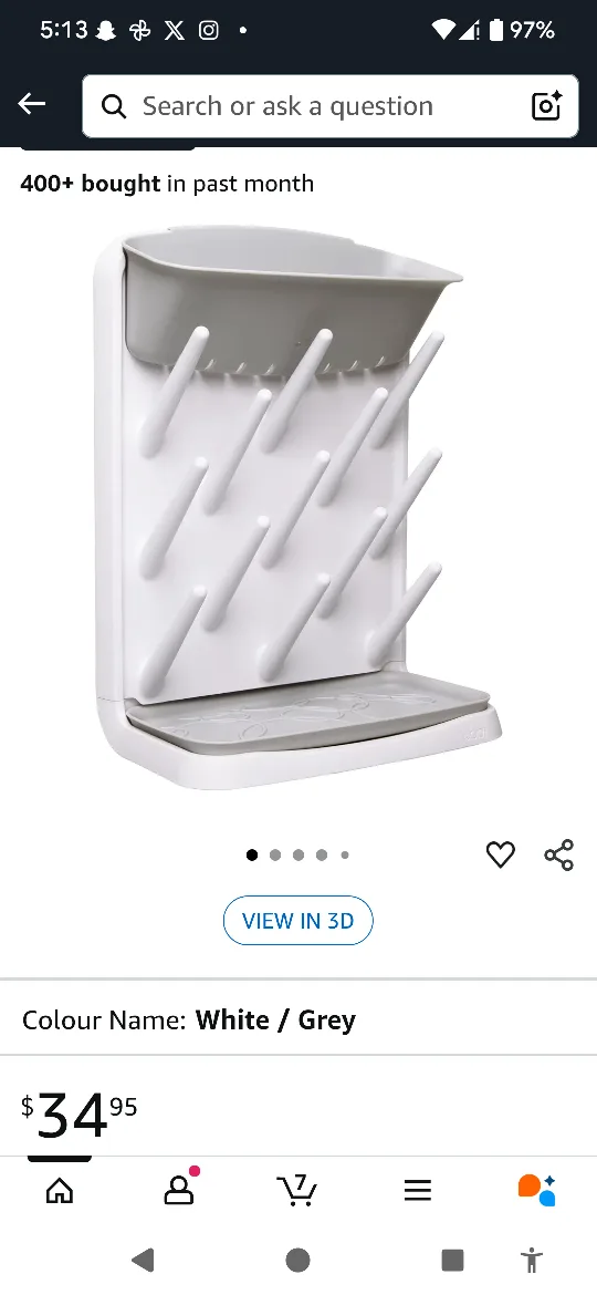 Ubbi Bottle Drying Rack - Grey - NEW image indicator(4)