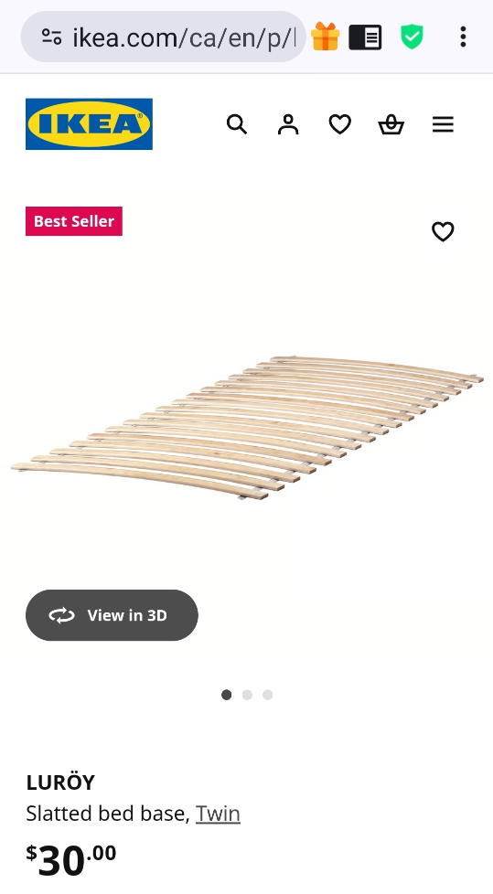 IKEA Luröy Twin Slatted Bed Base