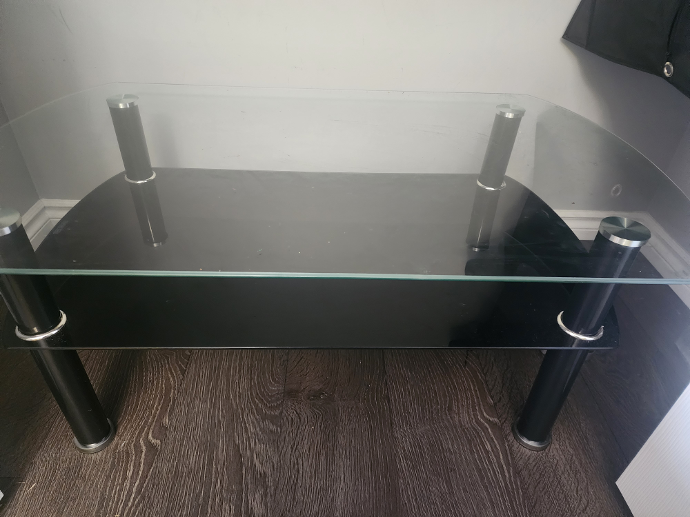 Glass & Black Coffee Table