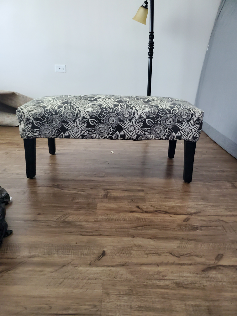 Floral Patterned Ottoman Bench