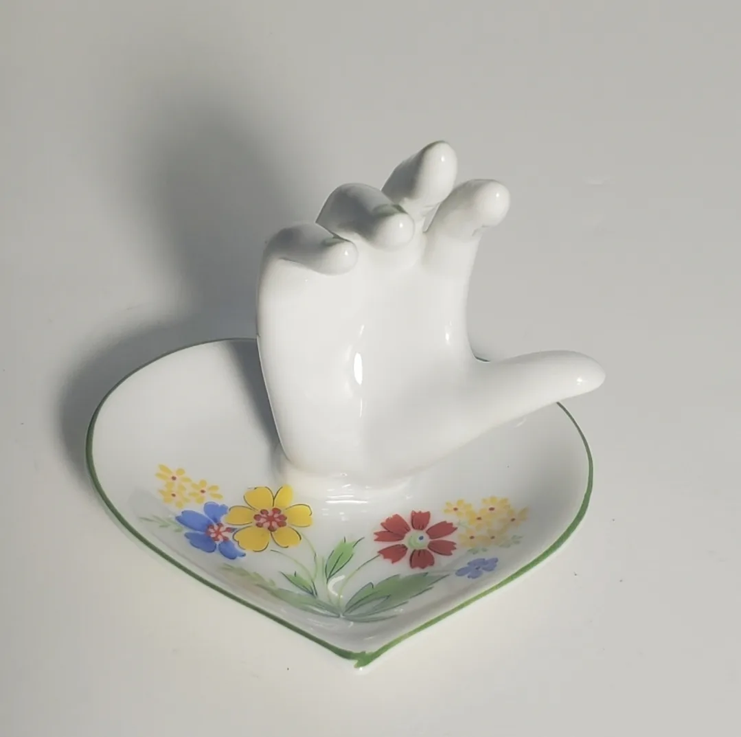 Vintage Porcelain Hand Figurine and Trinket Dish image indicator(10)