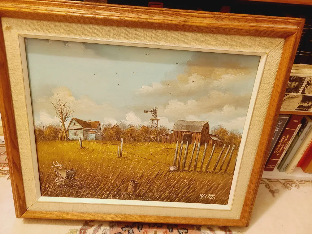 Original M Otto Signed Canvas Oil Painting Rustic Barn thumbnail