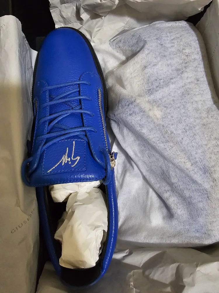 Giuseppe Zanotti Blue Leather Sneakers thumbnail