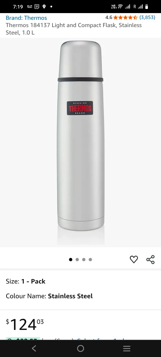 Thermos 184137 Light & Compact Flask, 1.0L image indicator(2)