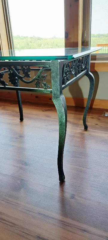 Glass Top Side Table with Metal Base thumbnail