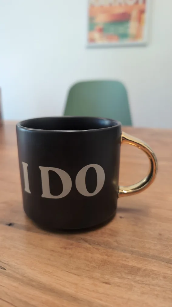 Black Mug with Gold Handle - "I DO" thumbnail
