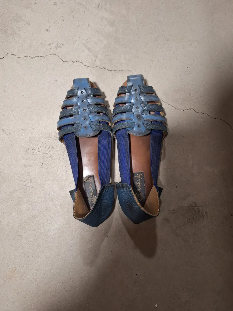 Michi Kaite Blue Leather Sandals thumbnail