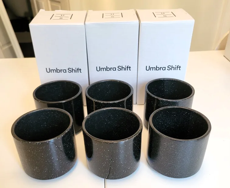 6 x Umbra Shift Sediment Black Stoneware Cups / Mugs thumbnail