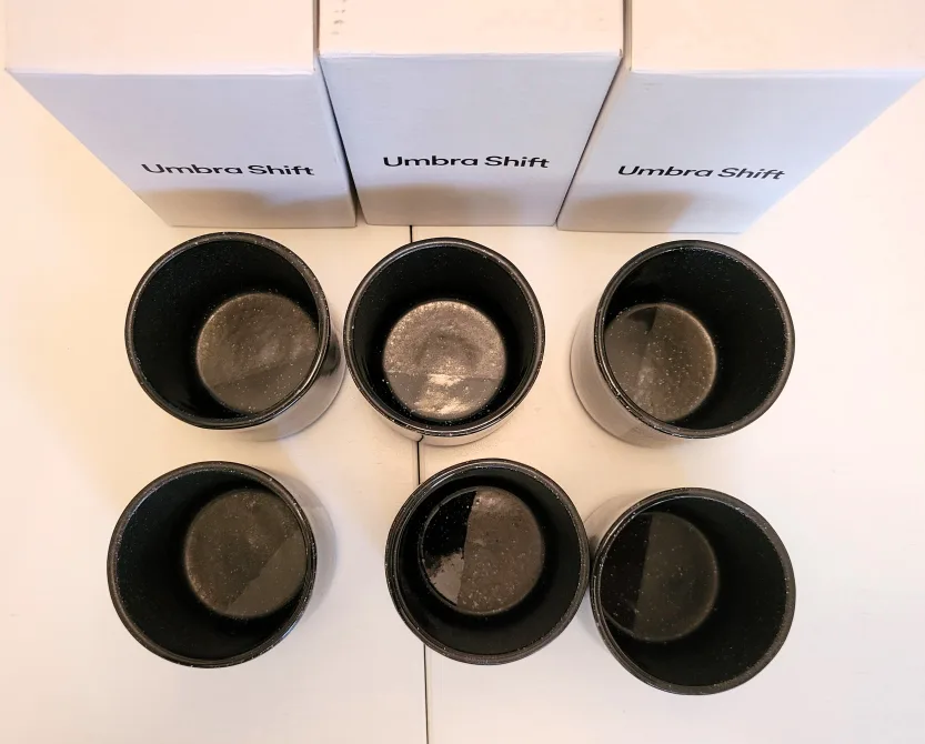 6 x Umbra Shift Sediment Black Stoneware Cups / Mugs image indicator(4)