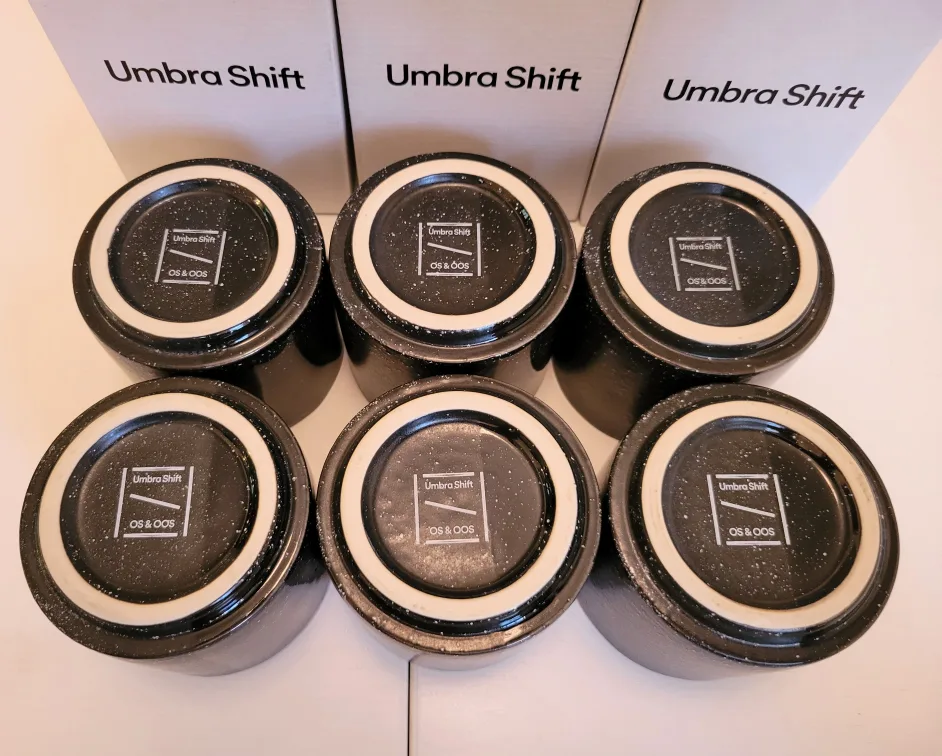6 x Umbra Shift Sediment Black Stoneware Cups / Mugs image indicator(5)