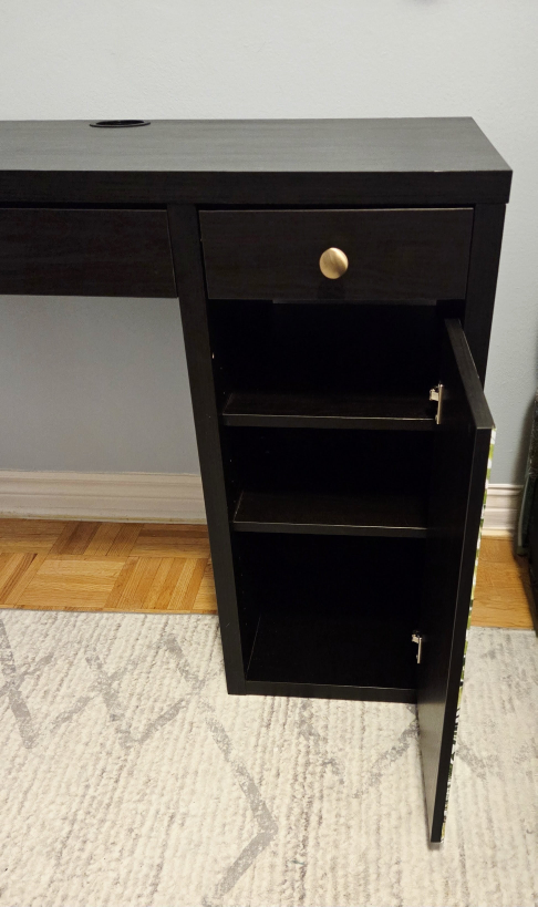 Black/Dark Brown Upcycled Desk with Gold and Leaf accents - photo 4