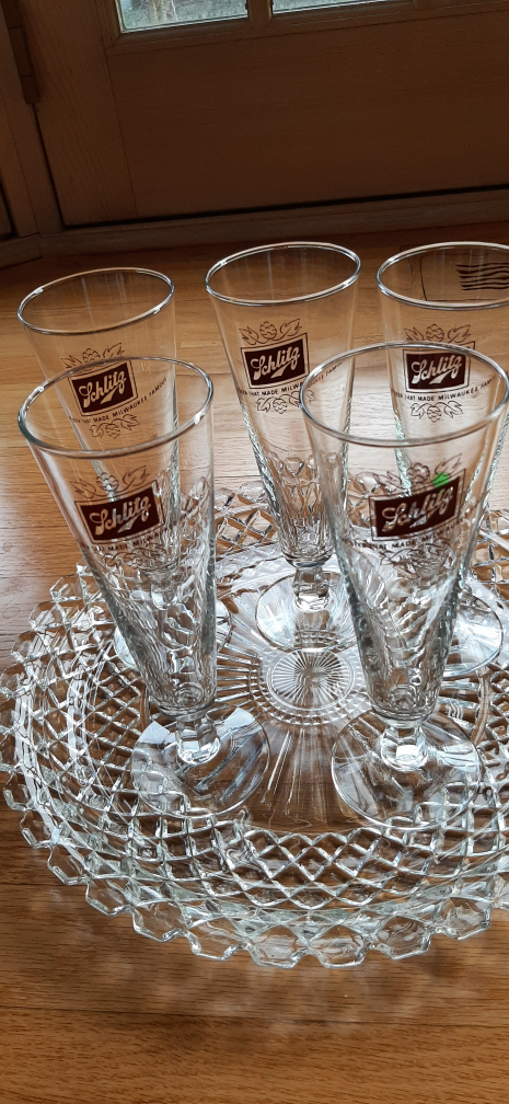 vintage 5 Schlitz Beer Glasses - photo 3