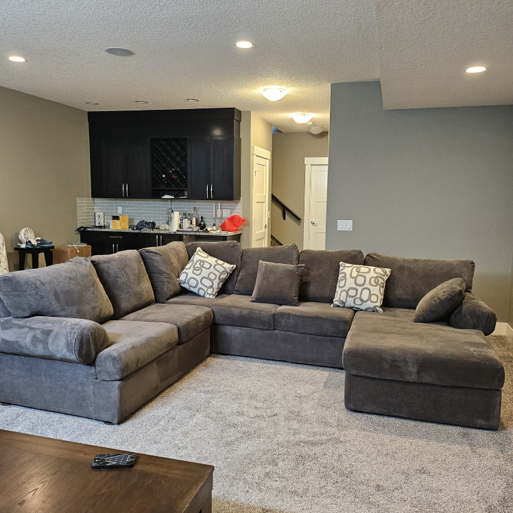 Grey Sectional couch with pillows - on hold