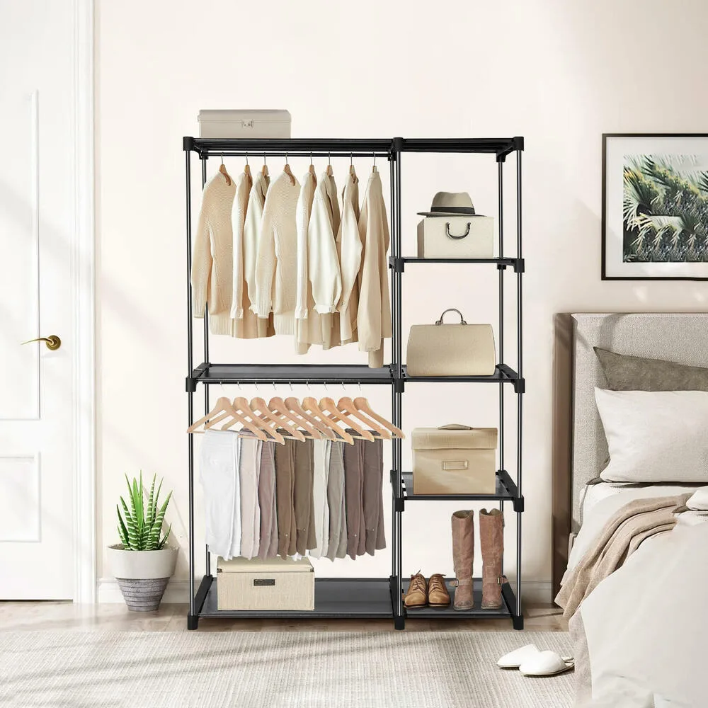 Freestanding Closet Organizer, Clothes Rack, 4 Shelves & 2 Rail image indicator(3)