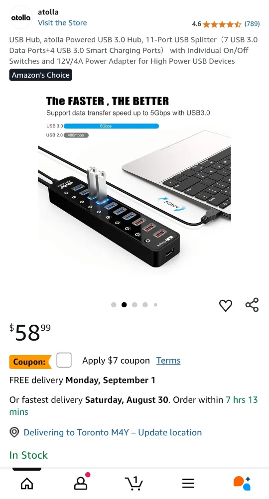 Atolla USB 3.0 Hub, 11-Port USB Splitter image indicator(3)