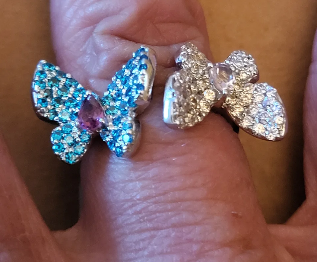 Silver Butterfly Gemstone Ring thumbnail