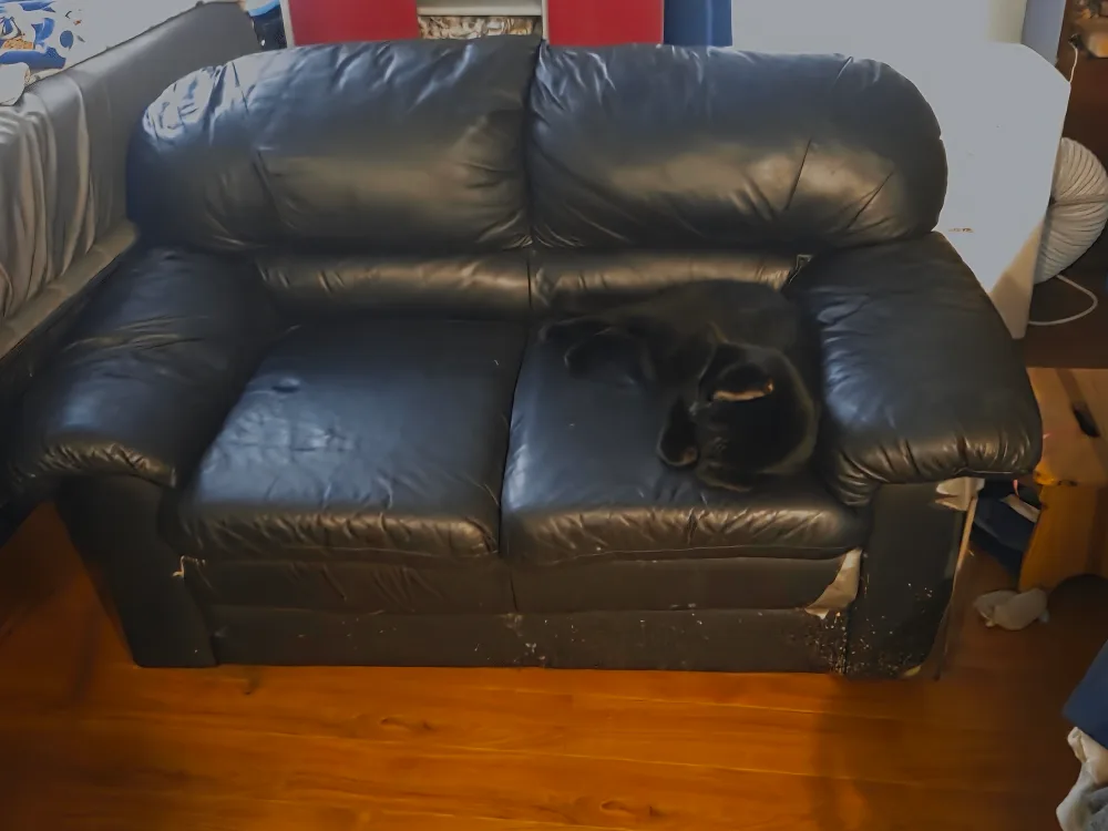 Black Leather Loveseat thumbnail