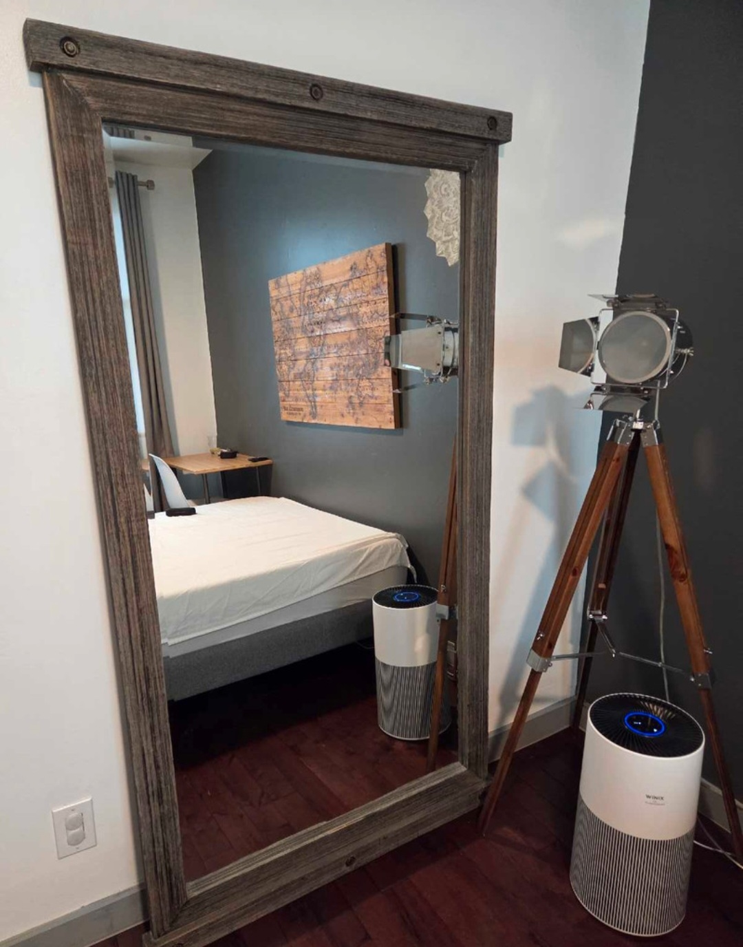 Large Rustic Wood Framed Mirror