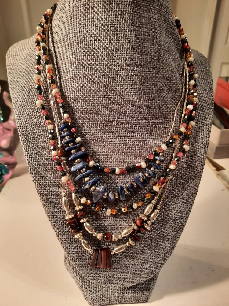 liquid silver sterling silverMulti-Strand Beaded Necklace image indicator(2)