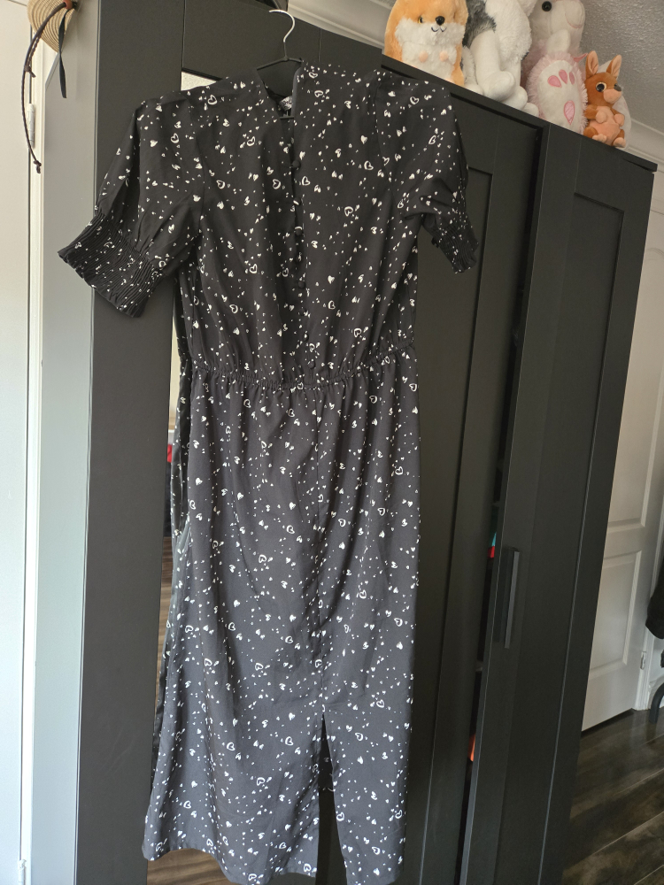 Black & White Print Midi Dress