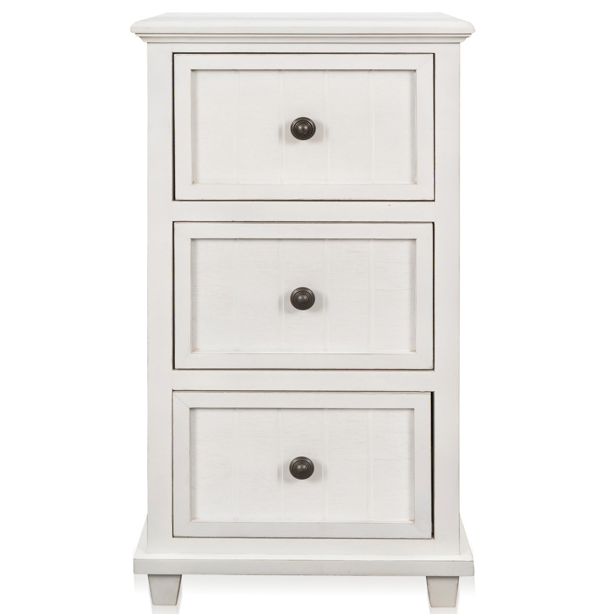 White 3-Drawer Nightstand - photo 2