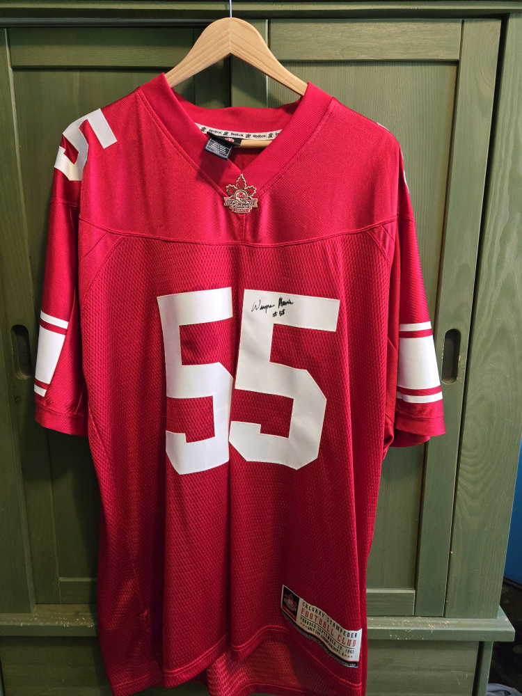 Autographed #55  Wayne Harris CFL Stamps Retro Jersey
