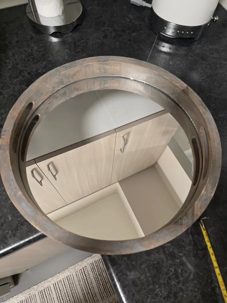 Round Wooden Mirror Tray with Handles image indicator(5)