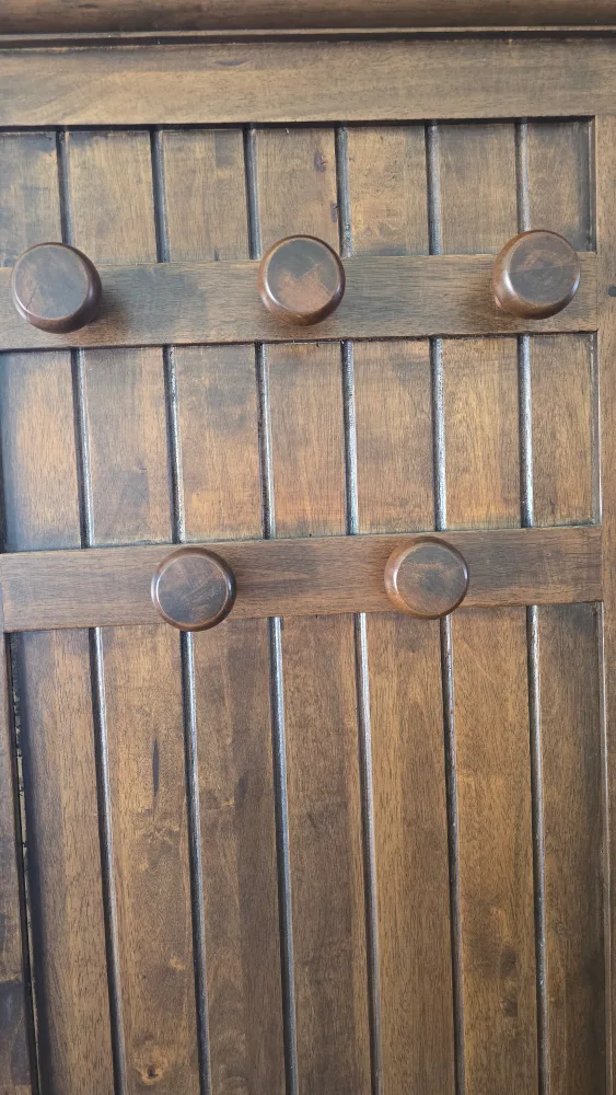 Wooden Entryway Hall Tree with Mirror image indicator(2)