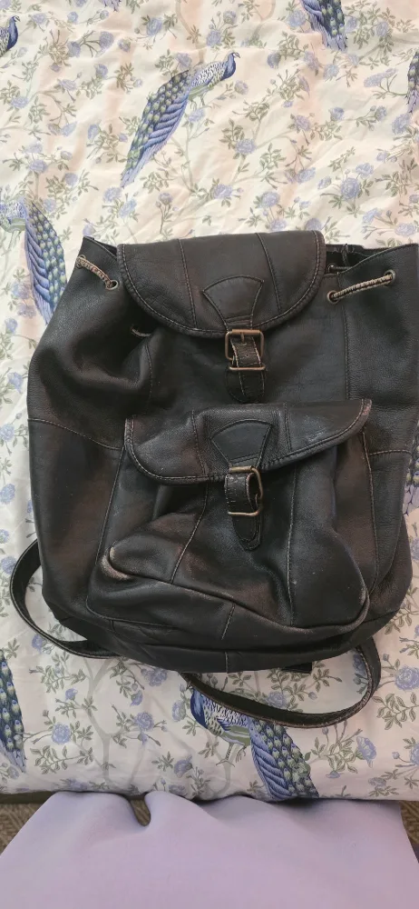 Vintage Leather Backpack - Black image indicator(4)
