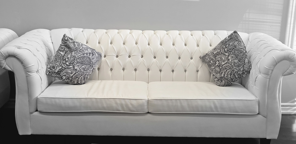 MOVING SALE:Spotless White Faux Leather Sofa Set Must Sell! - photo 2