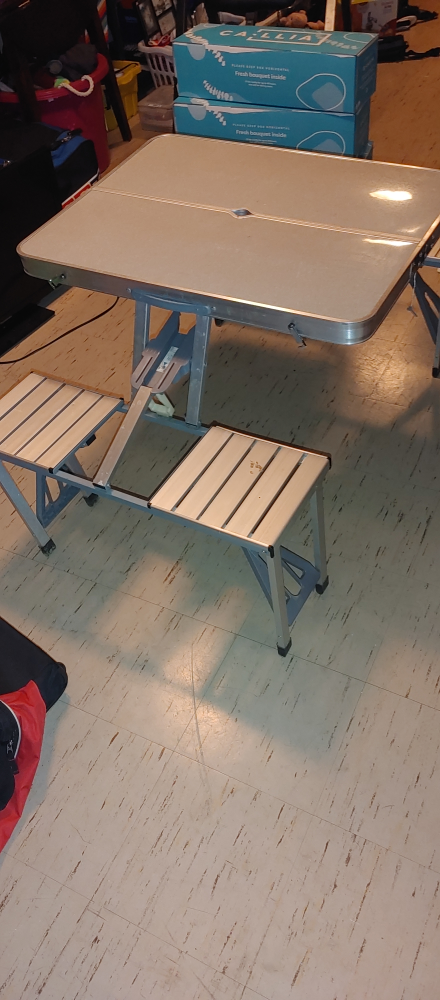 Vintage Folding Suitcase Picnic Table