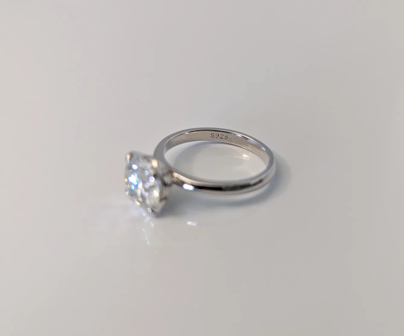 Moissanite Ring 925 Sterling Silver + 18K White Gold Plated image indicator(4)