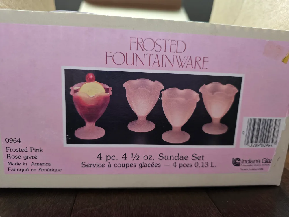 vintage- Frosted Fountainware Sundae Set - Rose Pink thumbnail