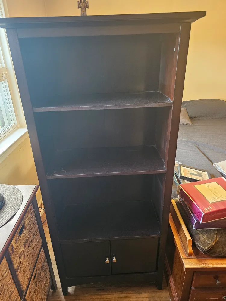 Dark Brown Wooden Bookcase with Cabinet thumbnail