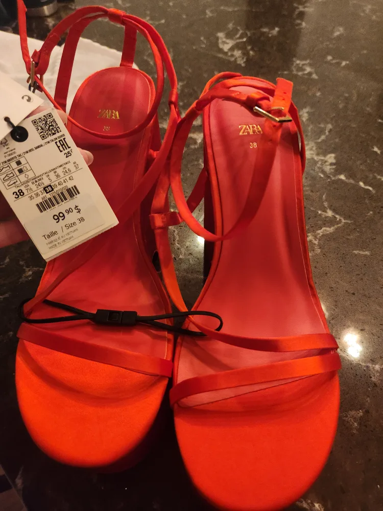 Zara Red Wedge Heels - Size 8 thumbnail